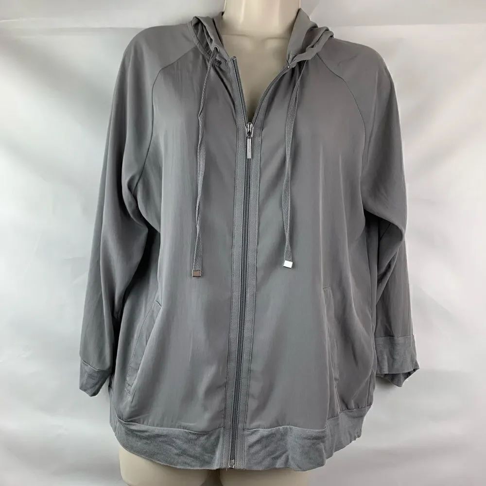New York & Co grey hooded full zipper hooded top
